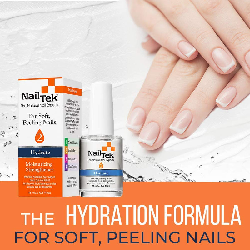 Nail Tek Hydrate Moisturizing Nail Strengthener 2 For Soft, Peeling Nails (15ml/0.5oz)