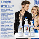 Set of Immortal NYC aftershave bottles with white triggers, includes 05 label bottle.