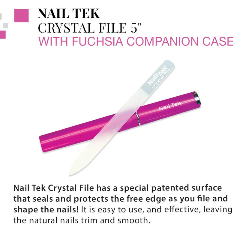 Nail Tek Medium 5" Crystal File w/ Fuschia Case