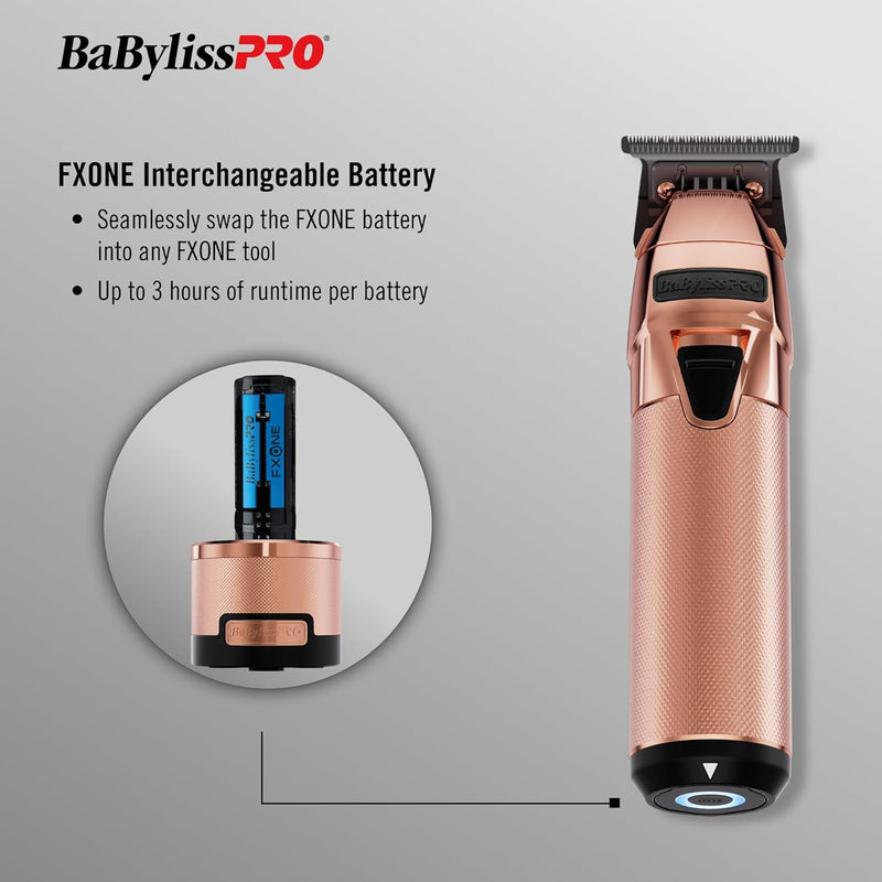 BaBylissPRO FXOne Rose GoldFX All-Metal Interchangeable-Battery Cordless Trimmer (FX799RG)