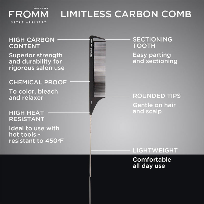 FROMM Limitless 9" Carbon Pin Tail Comb