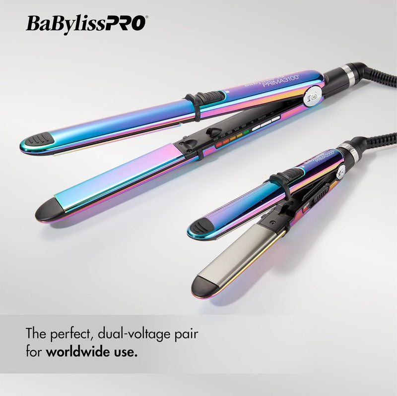 BaBylissPRO Nano Titanium Limited Edition Iridescent 3/4" & 1" Prima Stainless Steel Styling Flat Iron Value Set (BNTPPRB75)