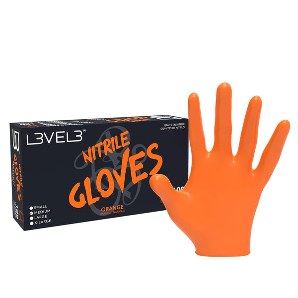 L3VEL3 Professional Nitrile Gloves 100pk - Orange