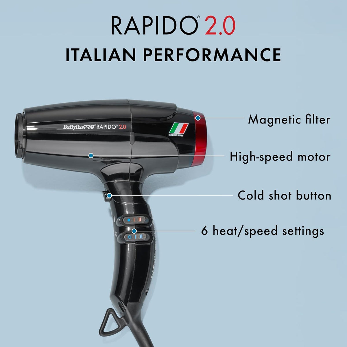 BaBylissPRO High Speed Rapido 2.0 Professional Hair Dryer (BRAP2)