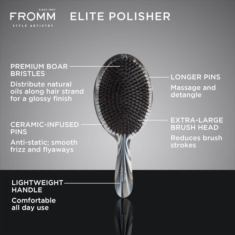 FROMM Elite Polisher Boar Bristle Hair Brush