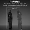 Compact black clipper size comparison showing shorter clipper body design