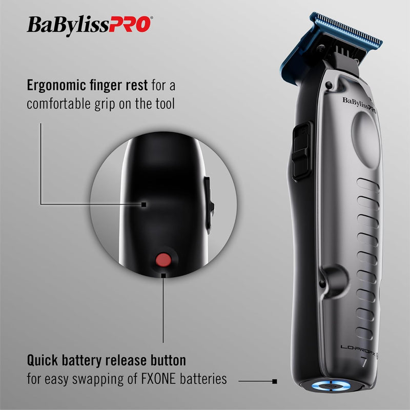 BaBylissPRO FXONE Lo-ProFX Matte Gray High Performance Low Profile Trimmer w/Interchangeable Lithium Battery Pack (FX729)