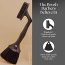 2-in-1 fade brush and neck duster with curved ergonomic handle and dual brush heads