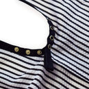 Betty Dain Seersucker Barber Cape w/ Snap Closure - Black & White