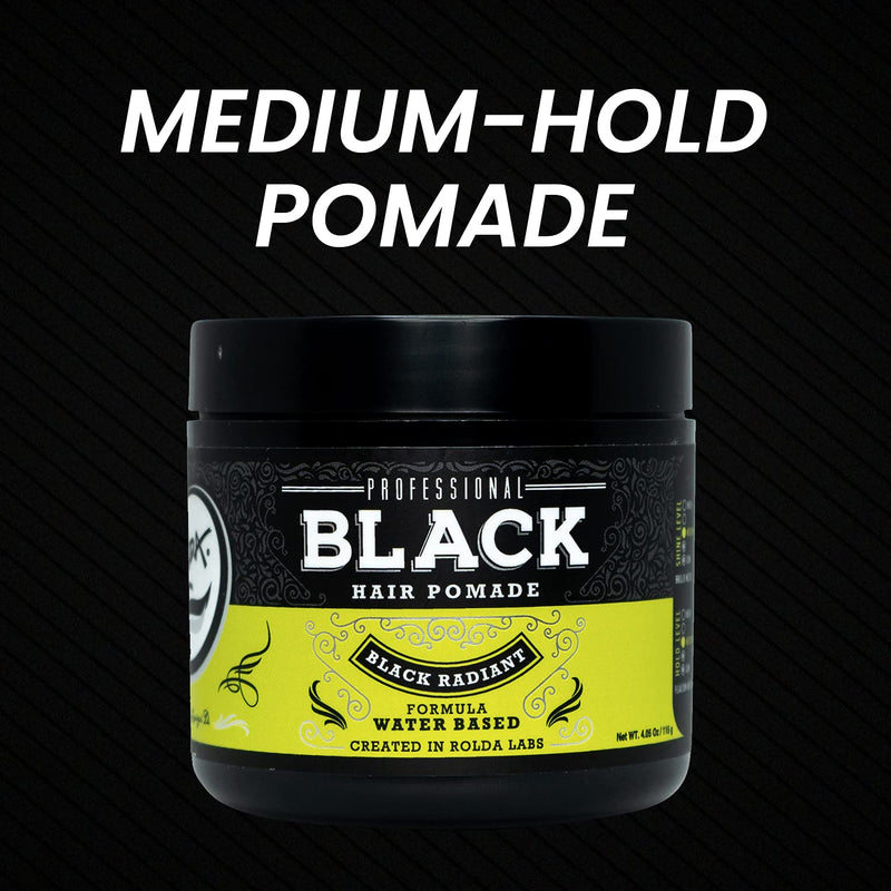 Rolda Medium Hold Medium Shine Water Based Black Pomade (115g/4.05oz)