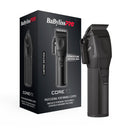 Matte black cordless hair clipper with retail box shown, CoreFX branding