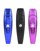 Three electric hair trimmers on white background: blue, black, and pink.