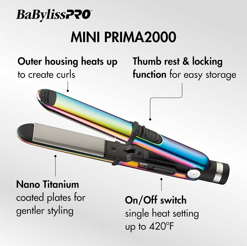 BaBylissPRO Nano Titanium Limited Edition Iridescent 3/4" & 1" Prima Stainless Steel Styling Flat Iron Value Set (BNTPPRB75)