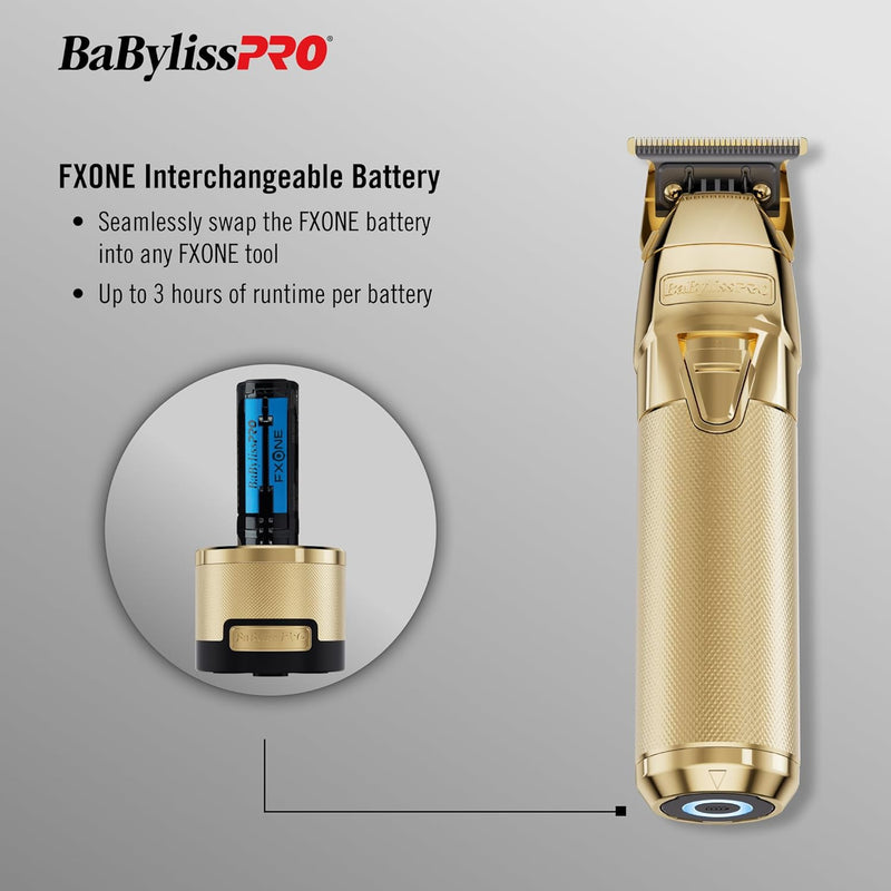 BaBylissPRO FXONE GOLDFX All-Metal Interchangeable-Battery Cordless Trimmer (FX799G)