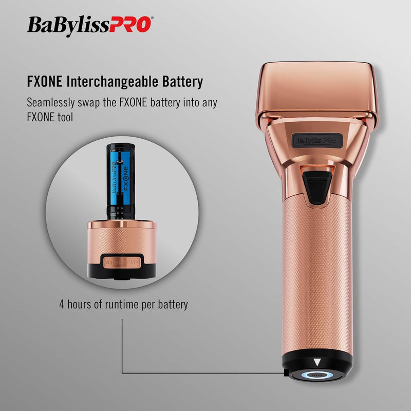 BaBylissPRO FXONE Rose GoldFX All-Metal Interchangeable Battery Foil Shaver (FX79FSRG)