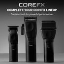 CoreFX cordless clippers set in matte black, front-on display