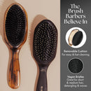 Hair brush duo with black bristle pads and rounded wooden handles