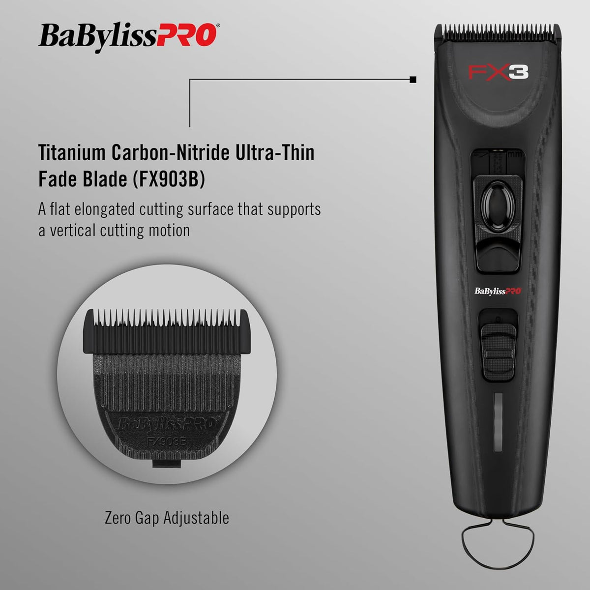 (凪)BaByliss Pro FX3 Black スキンフェードカット BabylissPro FX3 Clipper Black - #FXX3CB - Barber Depot