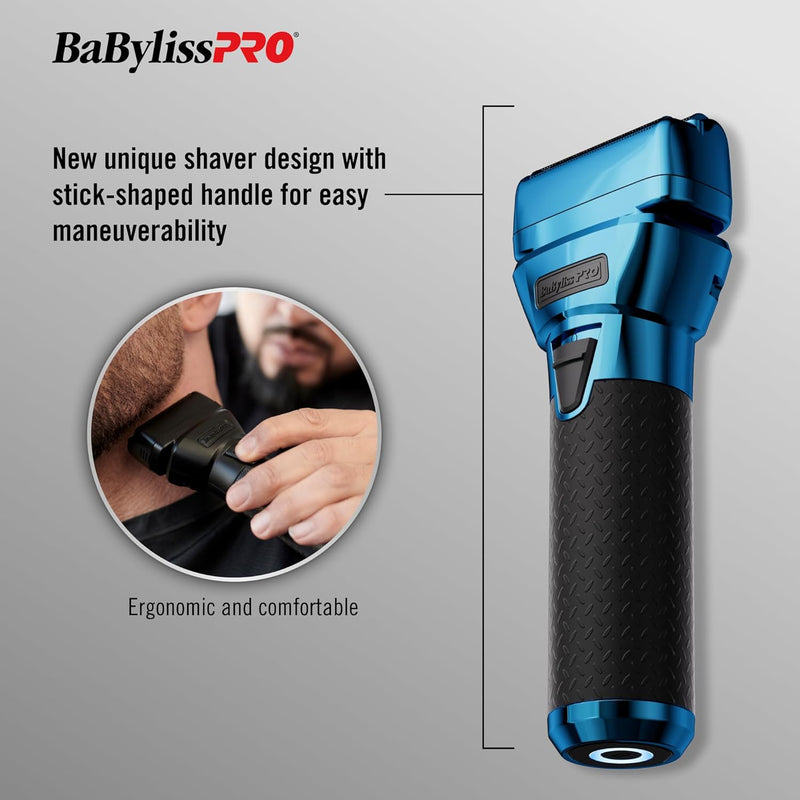 BaBylissPRO FXONE BlueFX Limited Edition Black & Blue Interchangeable-Battery Double-Foil Shaver (FX79FSBL)