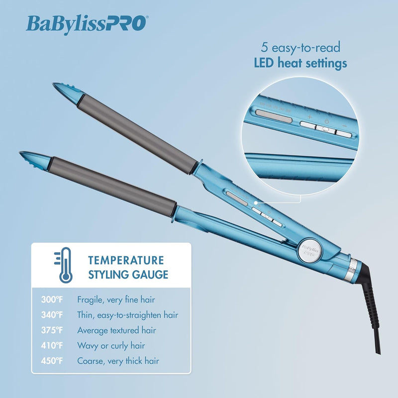 BaBylissPRO Limited Edition 1" Curved Styling Iron & 1" Extended- Barrel Curling Iron Styling Set (BNTPP76)