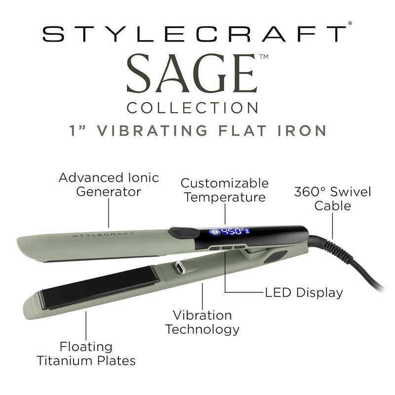 StyleCraft Sage Titanium Flat Iron - 1" (SC714GR)