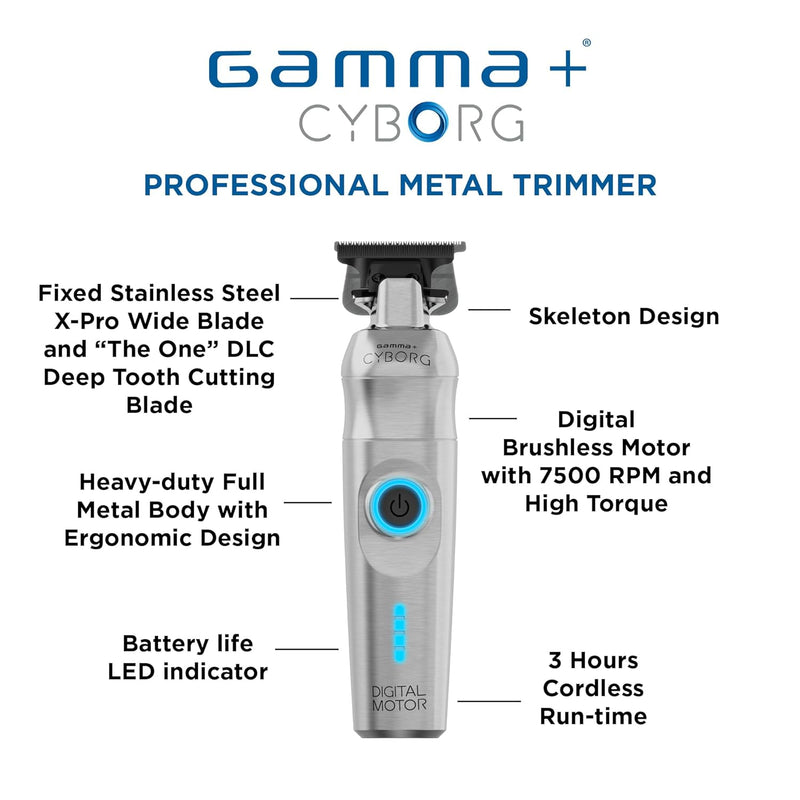 Gamma+ Cyborg Cordless Trimmer w/ Digital Brushless Motor (GP401S)