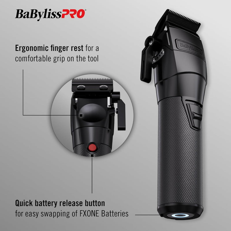 BaBylissPRO FXONE BLACKFX All-Metal Interchangeable-Battery Cordless Clipper (FX899MB)