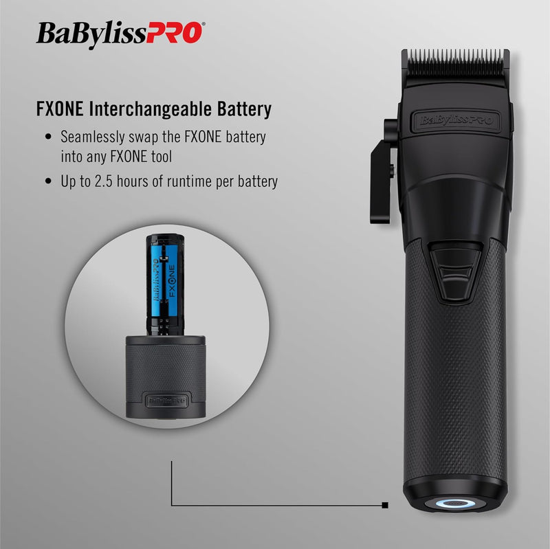 BaBylissPRO FXONE BLACKFX All-Metal Interchangeable-Battery Cordless Clipper (FX899MB)