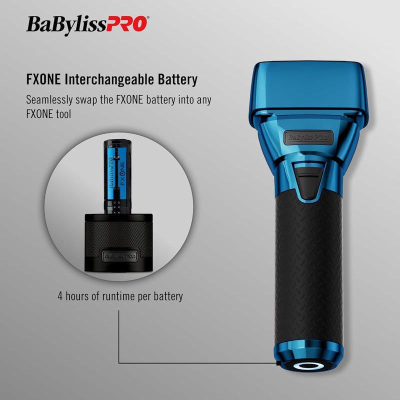 BaBylissPRO FXONE BlueFX Limited Edition Black & Blue Interchangeable-Battery Double-Foil Shaver (FX79FSBL)