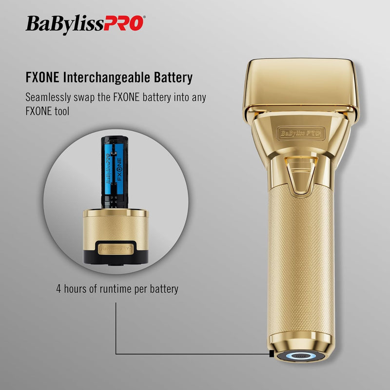 BaBylissPRO FXONE GOLDFX All-Metal Interchangeable-Battery Foil Shaver (FX79FSG)