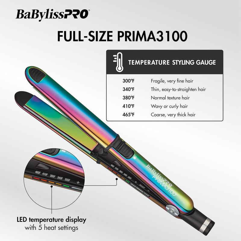 BaBylissPRO Nano Titanium Limited Edition Iridescent 3/4" & 1" Prima Stainless Steel Styling Flat Iron Value Set (BNTPPRB75)