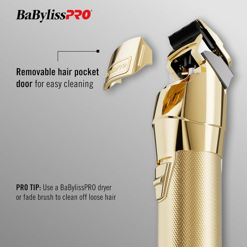 BaBylissPRO FXONE GOLDFX All-Metal Interchangeable-Battery Cordless Clipper (FX899G)