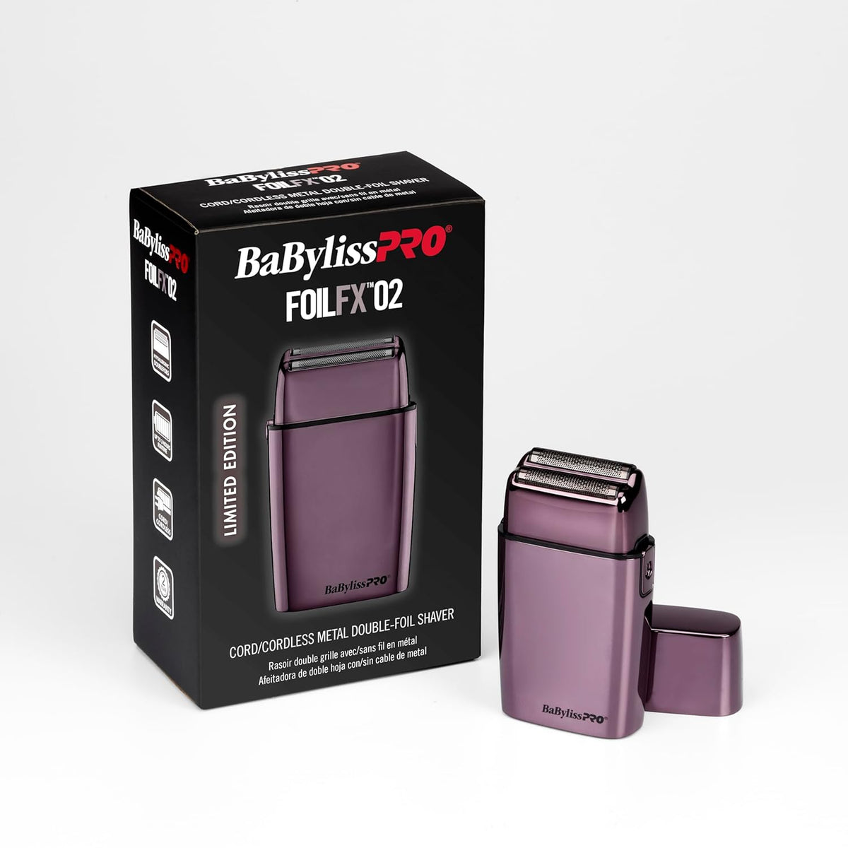 BaBylissPRO FOILFX02 Cord/Cordless Metal Double-Foil Shaver Purple