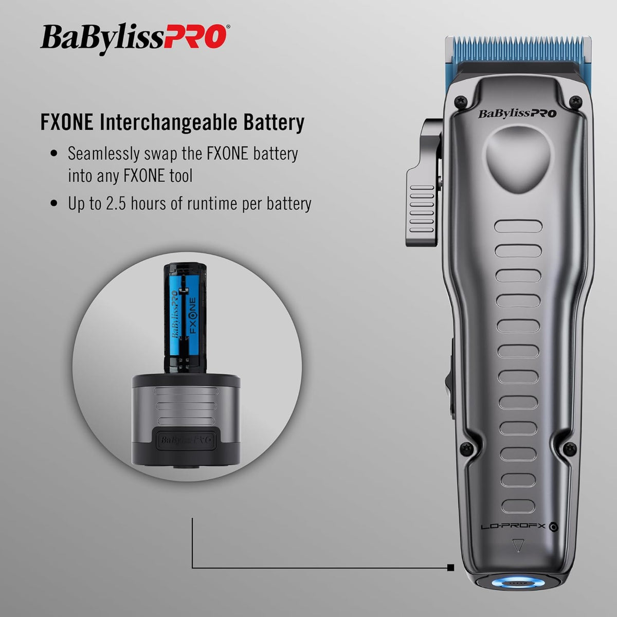 BaBylissPRO FXONE Lo-ProFX Matte Gray High Performance Low Profile Cli