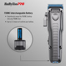 BaBylissPRO FXONE Lo-ProFX Matte Gray High Performance Low Profile Clipper w/Interchangeable Lithium Battery Pack (FX829)
