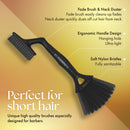 2-in-1 barber fade brush and neck duster with ergonomic handle and soft nylon bristles