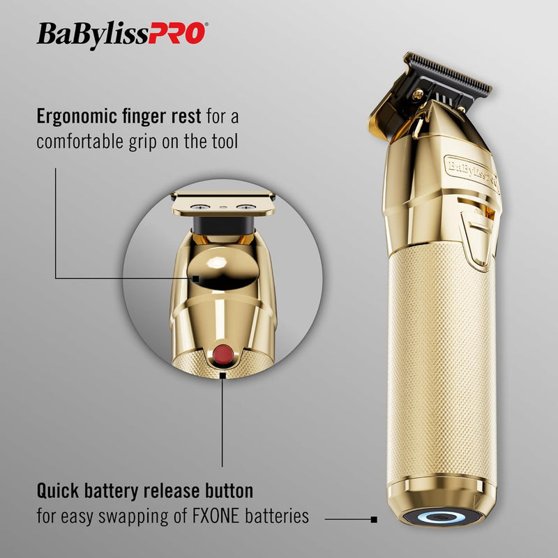 BaBylissPRO FXONE GOLDFX All-Metal Interchangeable-Battery Cordless Trimmer (FX799G)