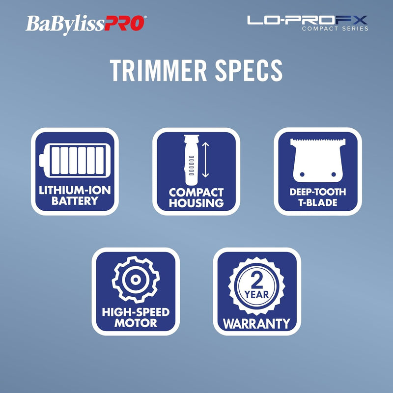 BaBylissPRO FXONE LO-PROFX High Performance Low Profile Compact Trimmer - Blue (FX72)