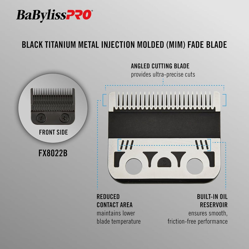 BaBylissPRO Black Titanium Metal-Injection Molded Precision Fade Blade (FX8022B)