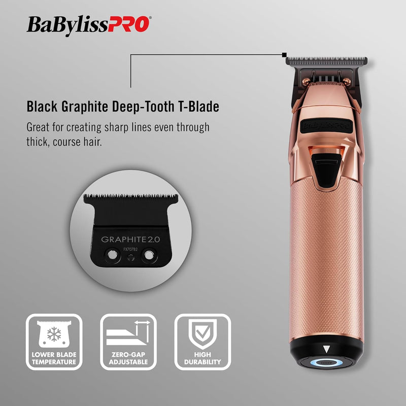 BaBylissPRO FXOne Rose GoldFX All-Metal Interchangeable-Battery Cordless Trimmer (FX799RG)