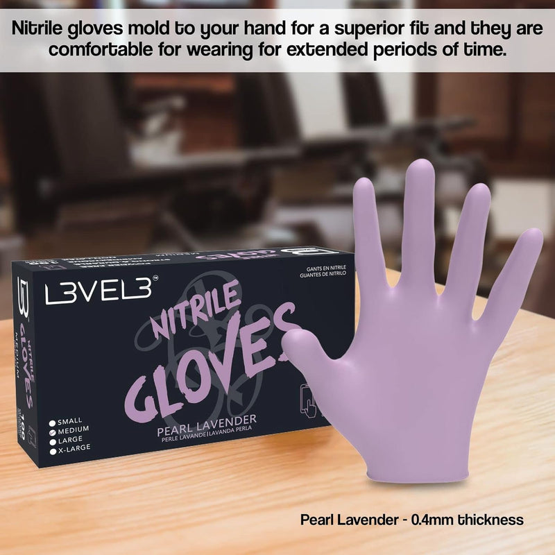 L3VEL3 Professional Nitrile Gloves 100pk - Pearl Lavender