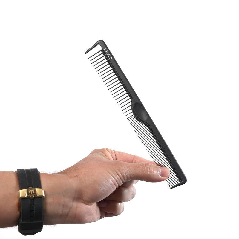 L3VEL3 9pc Barber & Hairstyling Carbon Comb Set