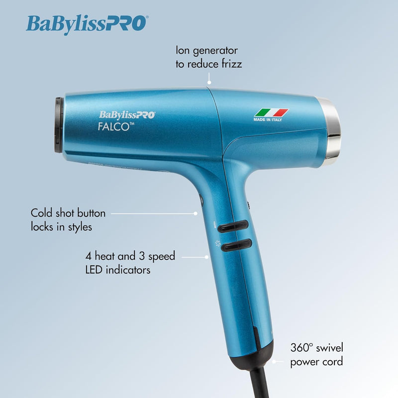 BaBylissPRO Nano Titanium Professional Italian High-Speed Falco Hair Dryer - Black (BNT8550B)