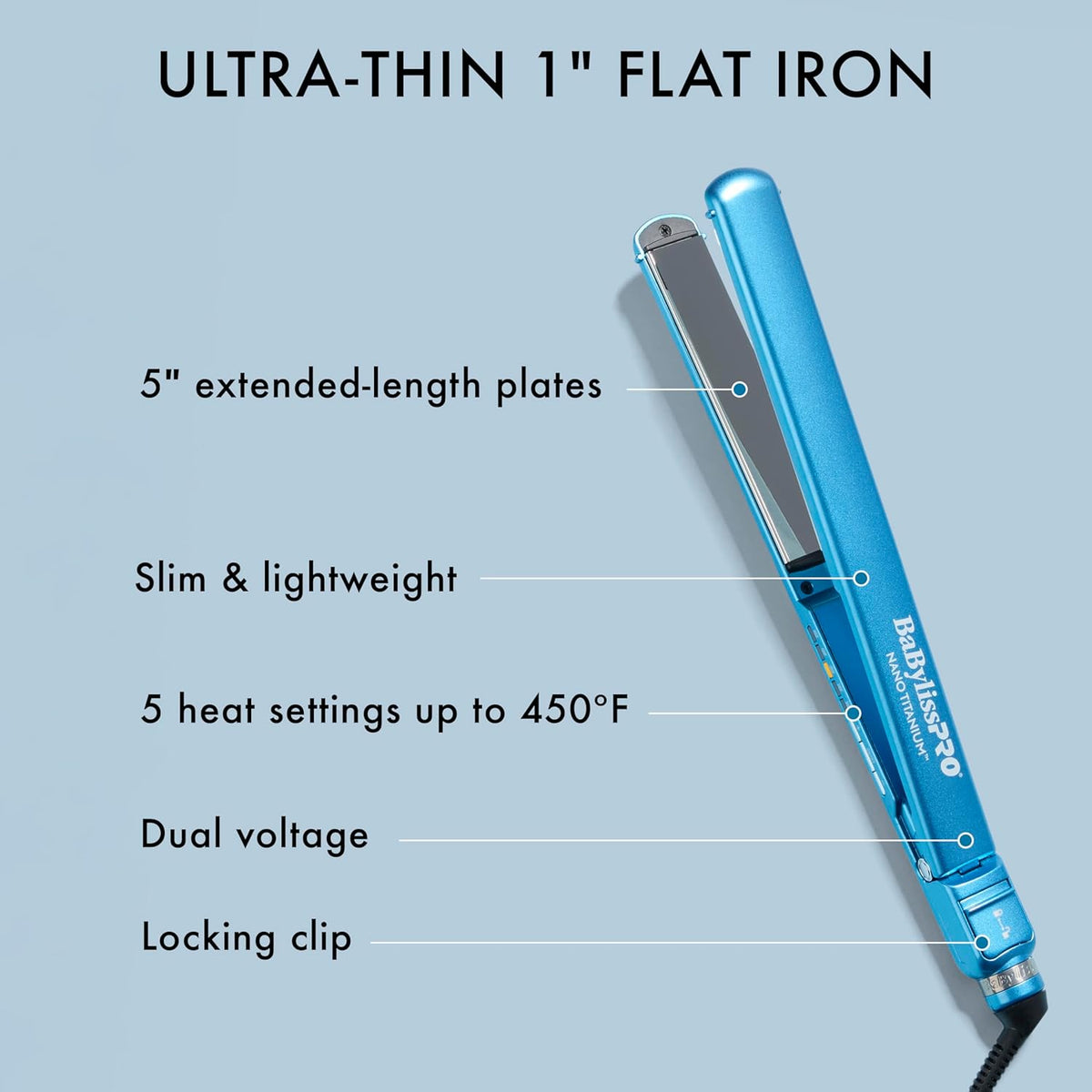 BaBylissPRO Nano Titanium Ultra-Thin Flat Iron display picture 1