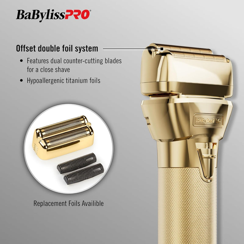 BaBylissPRO FXONE GOLDFX All-Metal Interchangeable-Battery Foil Shaver (FX79FSG)