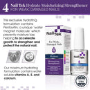 NailTek Hydrate moisturizing nail strengthener box and bottle with ingredient icons