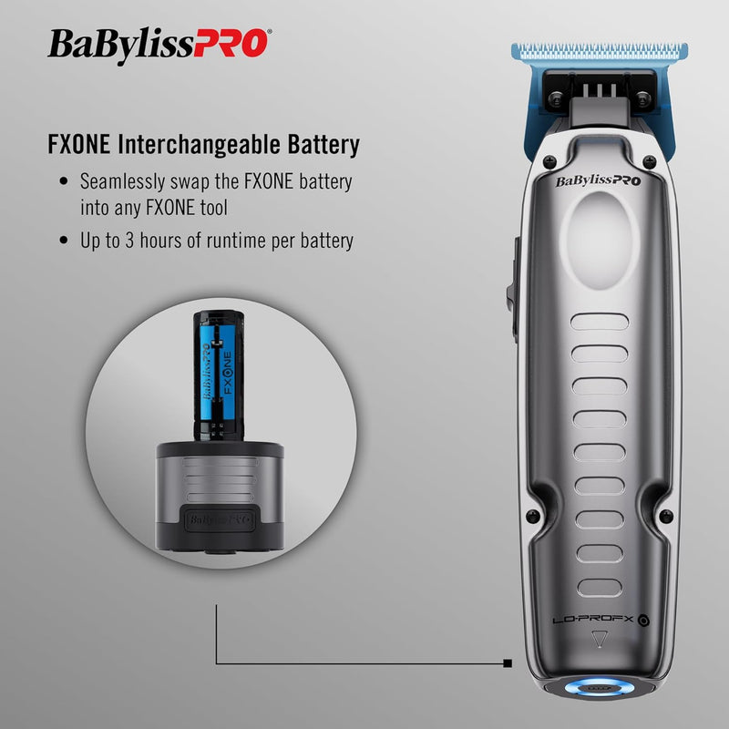 BaBylissPRO FXONE Lo-ProFX Matte Gray High Performance Low Profile Trimmer w/Interchangeable Lithium Battery Pack (FX729)