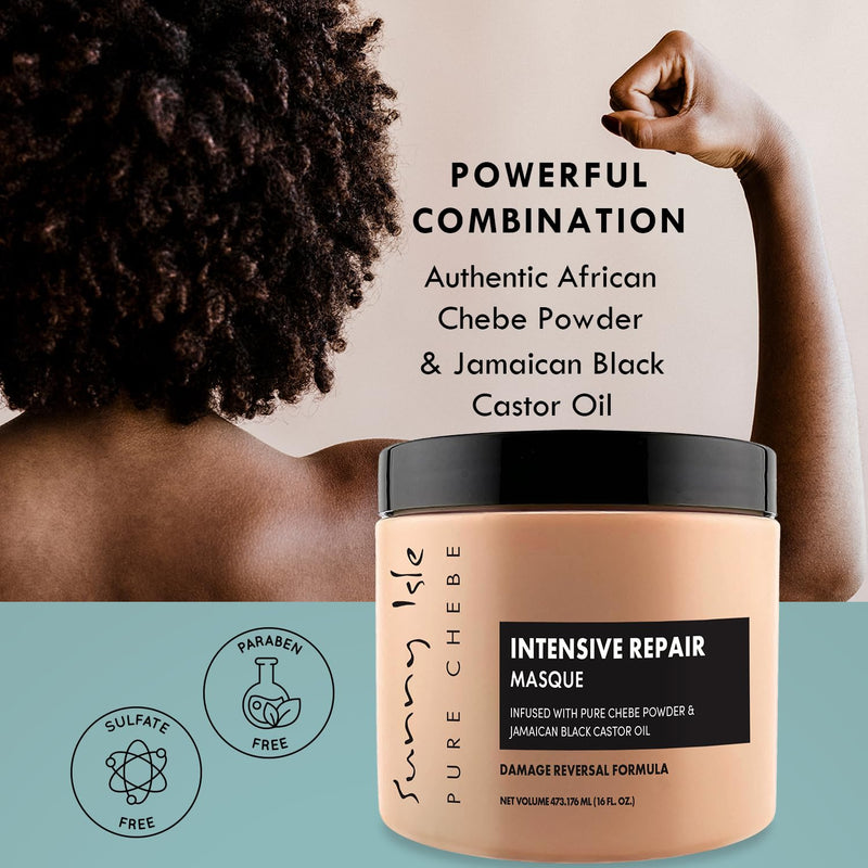 Sunny Isle Pure Chebe Intensive Repair Hair Mask w/ Pure Chebe Powder & Jamaican Black Castor Oil (473.176ml/16oz)