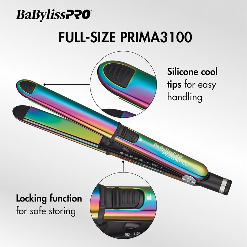 BaBylissPRO Nano Titanium Limited Edition Iridescent 3/4" & 1" Prima Stainless Steel Styling Flat Iron Value Set (BNTPPRB75)