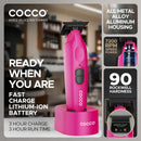 Cocco Hyper Veloce Pro Cordless Trimmer w/ Digital Gap Ambassador Graphene Blade + Charging Stand - Limited Edition Pink (CHVPT-PINK)